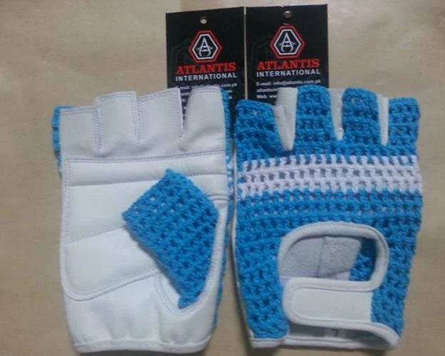 white leather cycling gloves