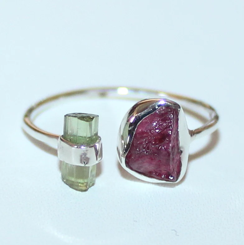 Crystal Ring Raw Tourmaline Ring Pink Tourmaline Ring Electroformed Ring Copper Ring Dainty Ring Tourmaline Jewelry Boho Ring
