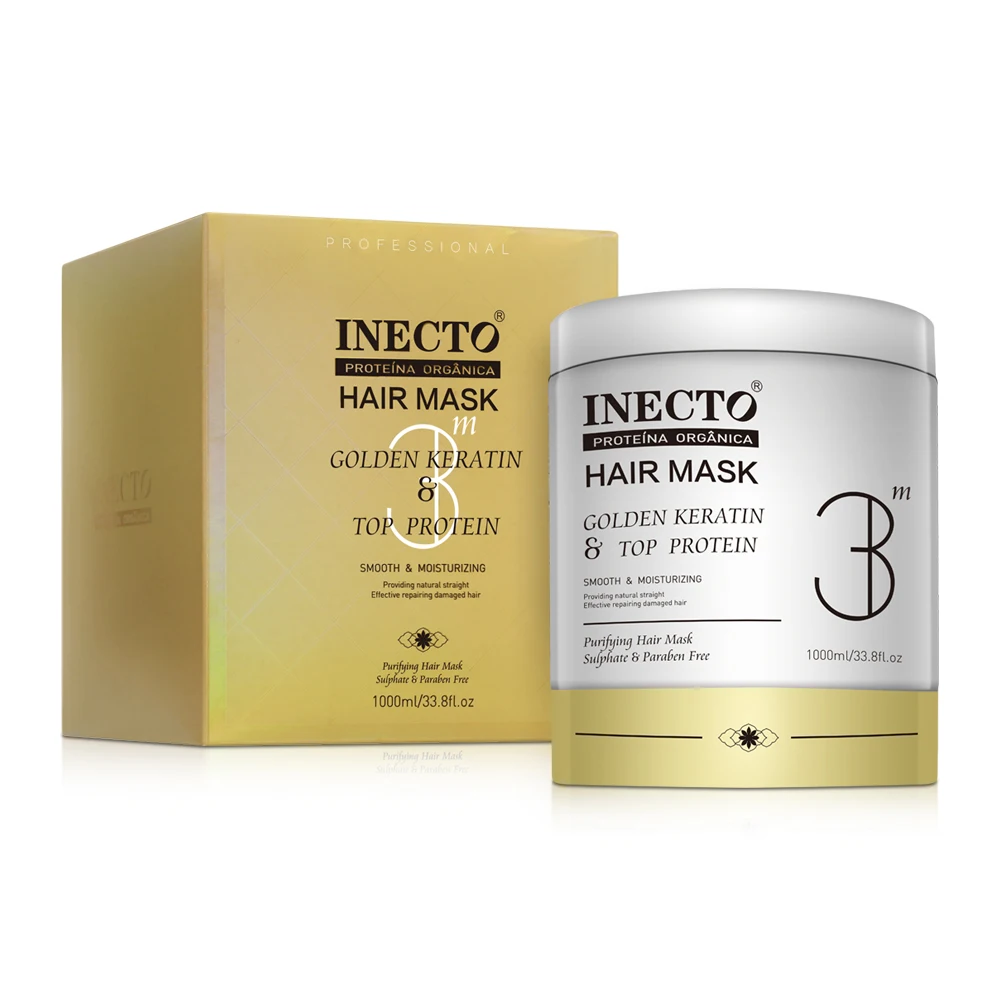 INECTO Hair Mask Natural Organic Argan Oil Olive Oil Fast Repair with Rich Keratin Collagen Protein Anti Hair Loss1000ML