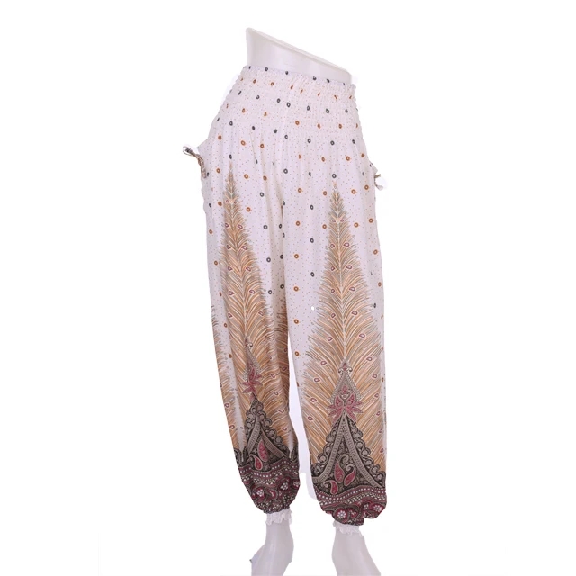 Thai Aladdin Maternity Plus Size High Waist Breathable Quick-Dry Eco-Friendly Printed Harem Yoga Pants Pockets Ankle-Length