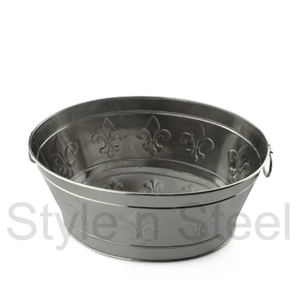 Metal Bucket Stainless Steel Large Oval Metal Ice Wine Bucket Beer Tub