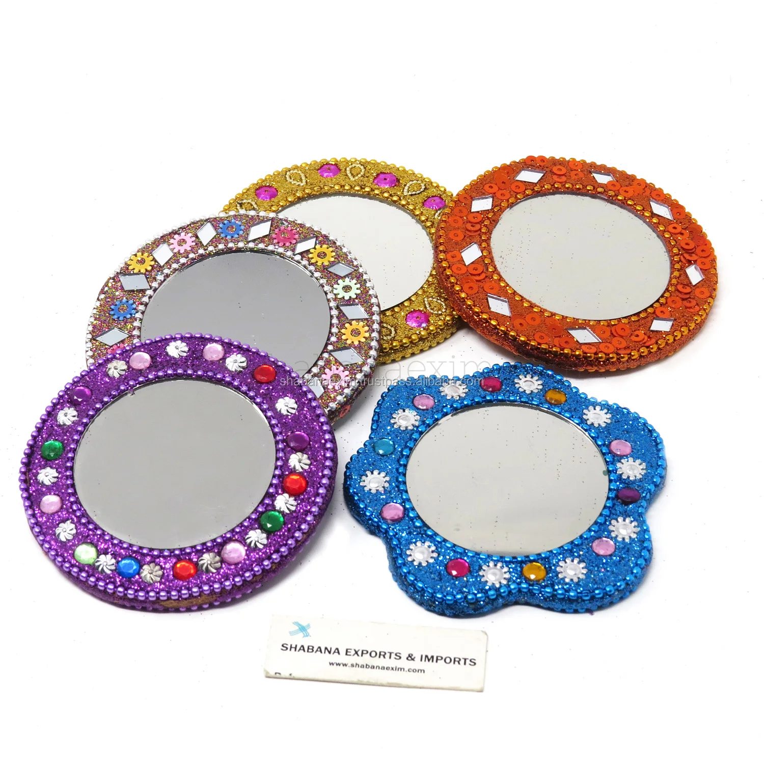 Indian Cosmetic Small Look Mirror Rajasthani Mirrors Single Sided Pocket Mirror