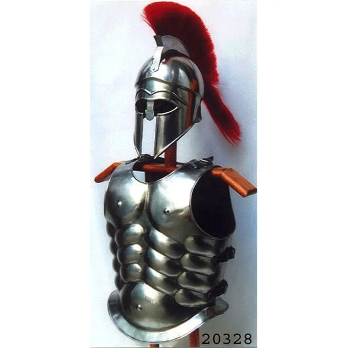 Details about   MUSCLE JACKET & Corinthian Helmet With Plume Leather Strap Medieval ARMOUR 