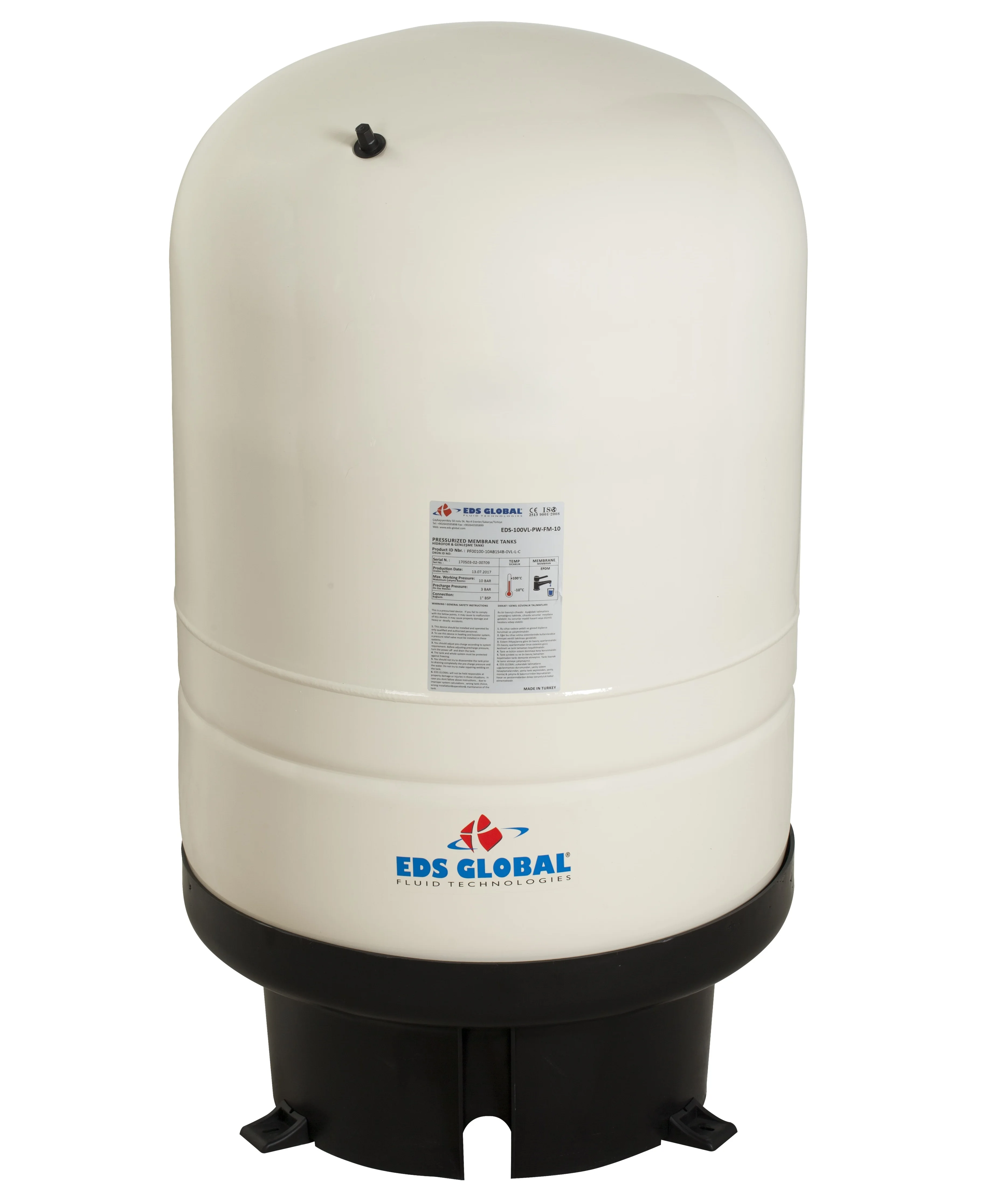 150 LT EDS GLOBAL Vertical Potable Water Pressure Tank Expansion Tank Solar  Tank Pressure Vessel