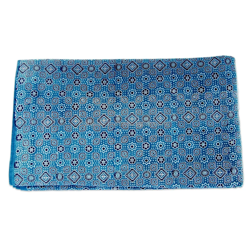 Sanganeri хлопковая вуаль ручной работы с принтом из деревянных блоков легкая синяя ткань Индиго для шитья оптовая