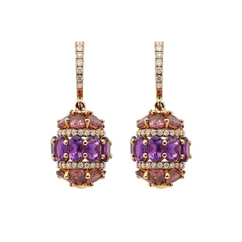 18k gold plated jewelry Nrhodolite garnet amethyst natural gemstone earring sterling 925 silver earring manufacturer