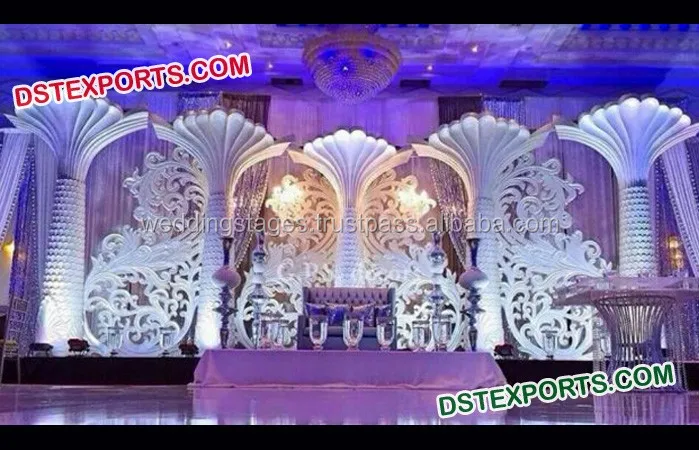 Asian Wedding Stage With Latest Back Frames, Royal English Wedding Stage Decorations, Asian Wedding Stages Manufacturer