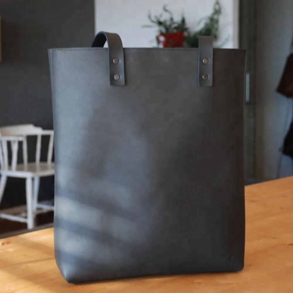 Structured Leather Tote Bag Atlas Carryall Handmade by Quiddity