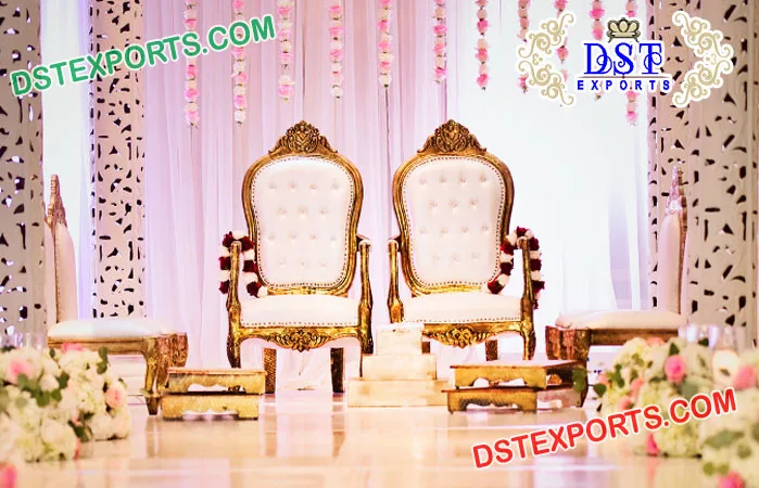 Buy White Color - Heavy Metal Premium Jaipur Mandap Chair - Wedding Chair -  Varmala Chair - Made of High Quality Metal & Wooden - 1 Pair ( 2 Chair ) 