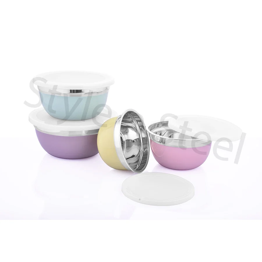 Step Lid Bowl Set Of 4 Pcs Stainless Steel Microwavable Dinnerware Set