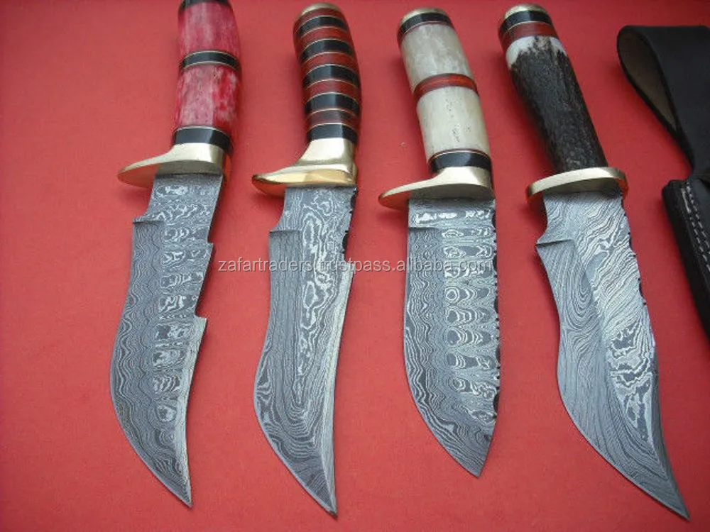 Damascus Hunting Knife Outdoor Camping Skinner Knife Different Handles