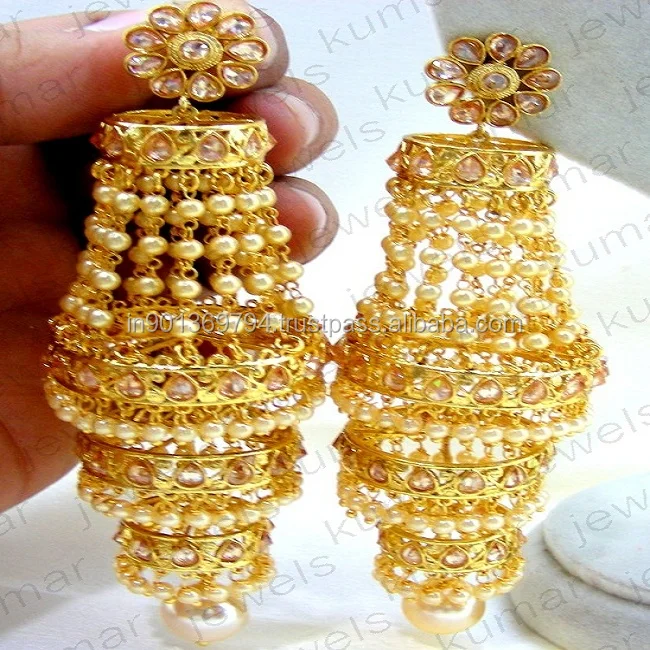 Try these beautiful earrings with any party wear outfit/ Trendy heavy  earring design collection - YouTube | Hair chains, Ear chain, Pearl  necklace designs