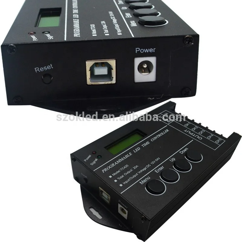 TC420 LED Controller – 5-kanaals RGB Timer Voor DC12-24V LED-strips, Met Programmeerbare Display En USB-software