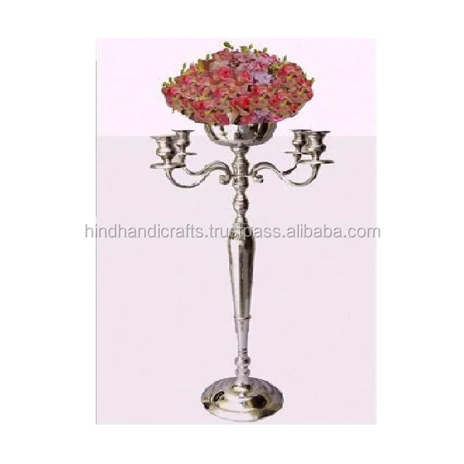 Aluminum Wedding Candelabra With Centerpiece Silver Finishing