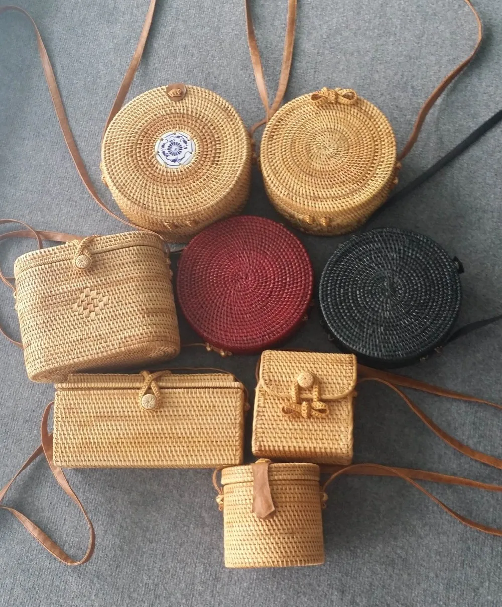 Natural Jute Round Bag - Boho Beach Bag with Two Handles