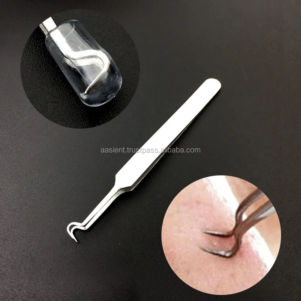 Blackhead Acne Clip Needle Curved Tweezers Pimple Blemish Extractor