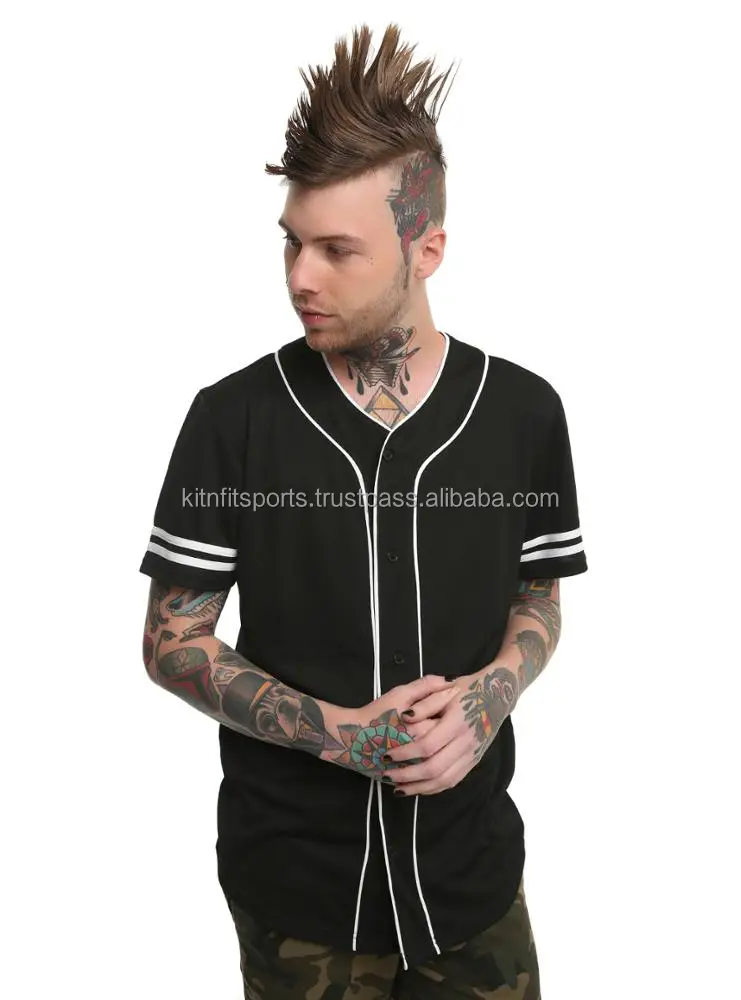 Source Custom Fashion Strip Baseball Jersey Shirts for Men Hip Hop