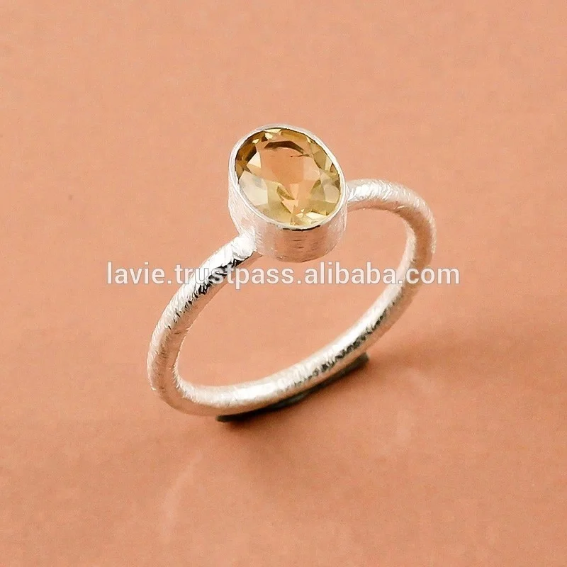 Natural Citrine 8x6 mm Handmade Jewelry 925 Sterling Silver Ring Free Size
