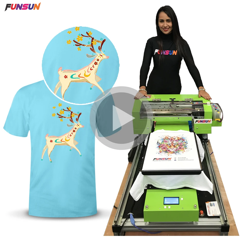 Customized t-shirt printing machine in low cost printing for all colors t-shirts