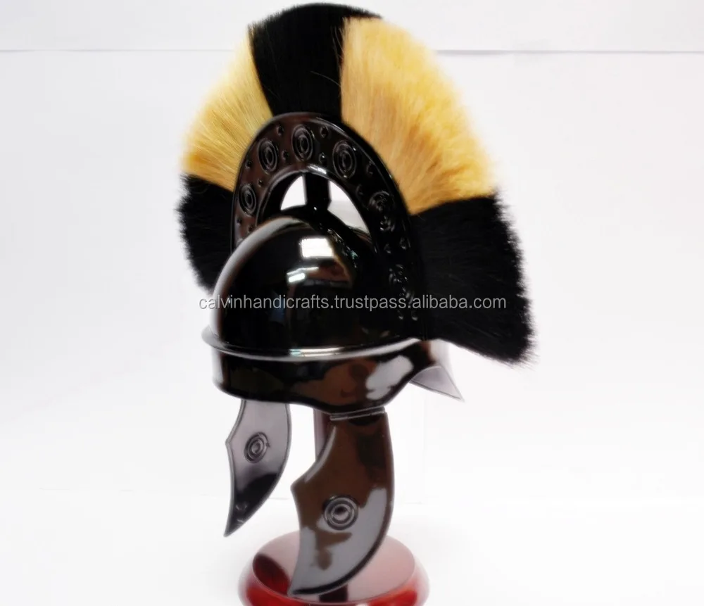 ROME HBO LEGIONAIRE BEST MEDIEVAL ARMOR SCA HELMET ARMOR W/WHITE& BLACK PLUME CHMH30022 With Stand