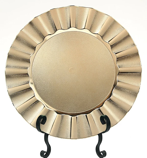buy wave edge round charger plate brass plated,table