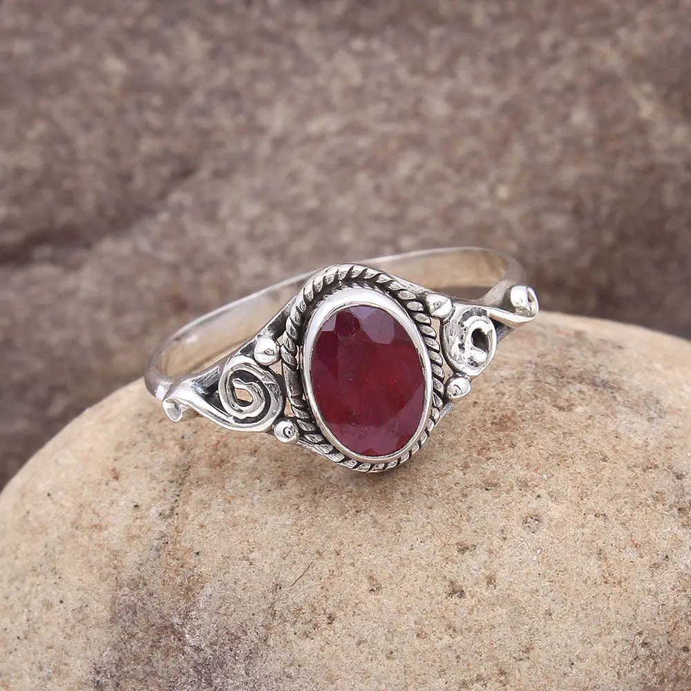 925 Sterling Silver Ring Handmade Silver Jewelry Details about   Precious Ruby Gemstone Ring