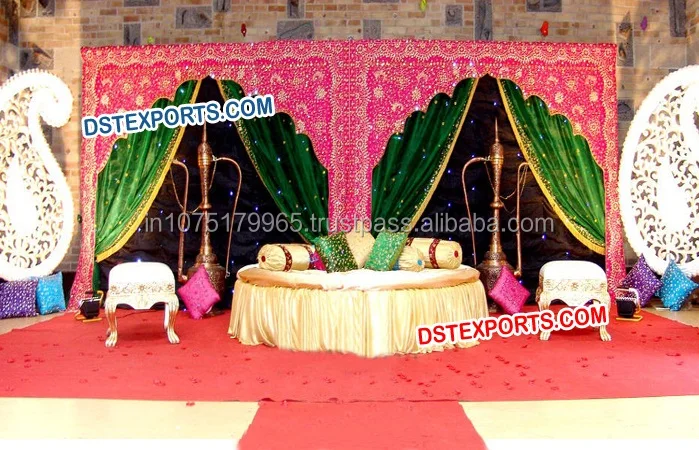 New Design Wedding Backdrop Curtain Embroidered Wedding Temple Style Backdrop Indian Wedding Mandap Backdrop Curtains