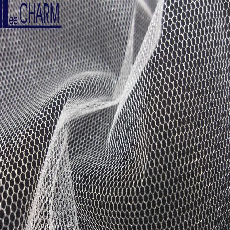 LCSH501 30D 21gsm шестигранное нейлоновое свадебное платье цвета слоновой кости Тюль Ткань блеск