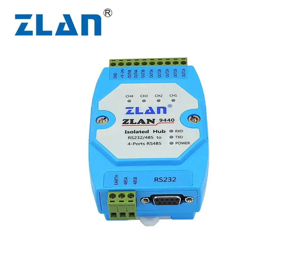 ZLAN9440 4 channels RS485 hub industrial isolation relay extension