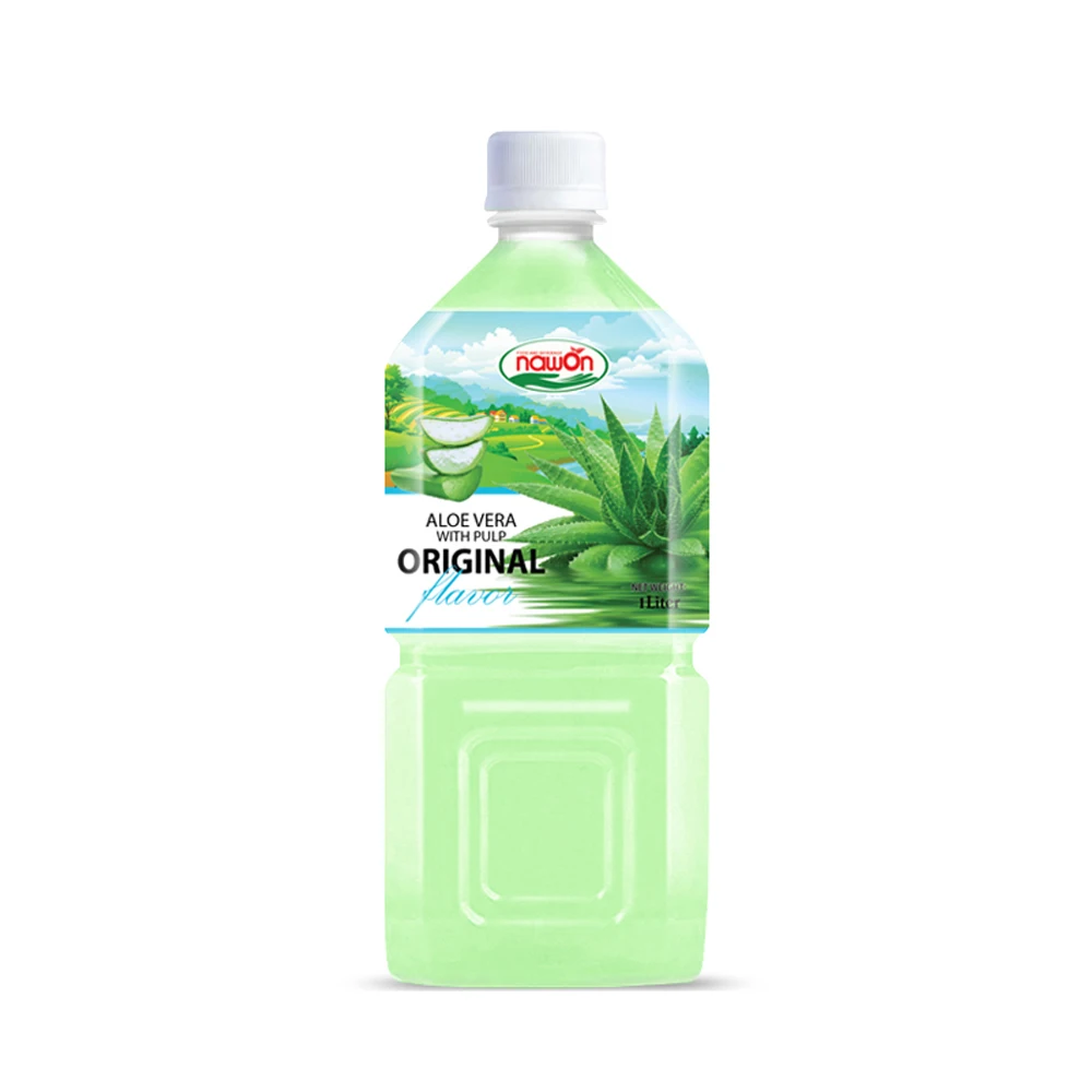 1L NAWON Original Korean Aloe Vera Juice Drink with Pulp Bulk Puree Bottle  Can (tinned) Fresh-squeezed Kosher Normal HACCP GMP
