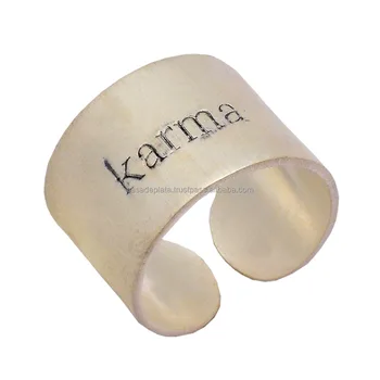 Karma Engraved 925 Sterling Silver Adjustable Jewellery Ring