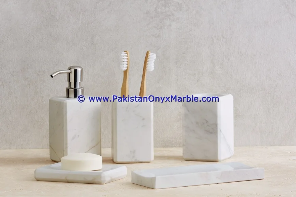 
 Высококачественный набор мраморных аксессуаров для ванной комнаты, белый каррарский белый  