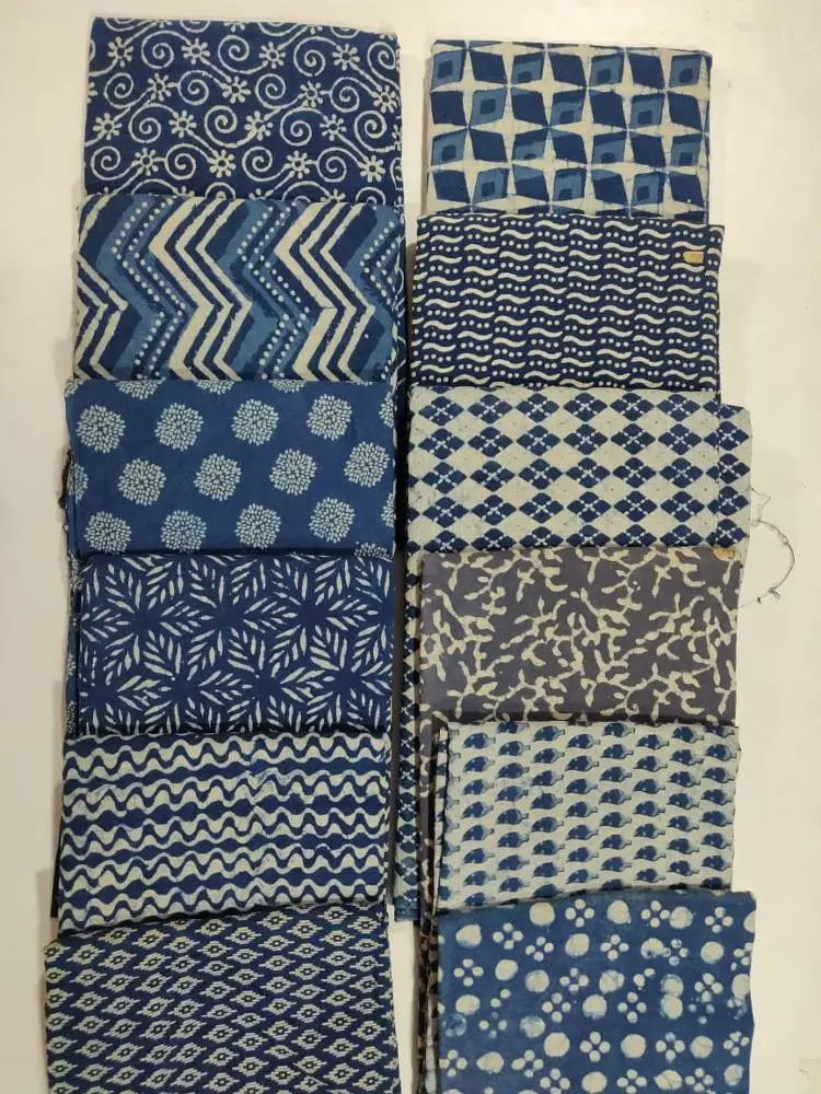 
 Индийская оптовая продажа, хлопковая ткань с принтом ручной работы, синяя ткань индиго  