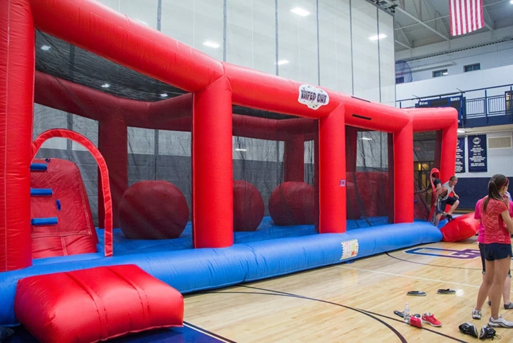 Inflatable Event Game Wiped Out Big Red Ball Challenge Inflatable Wipe Out  Inflatable Ball Jump
