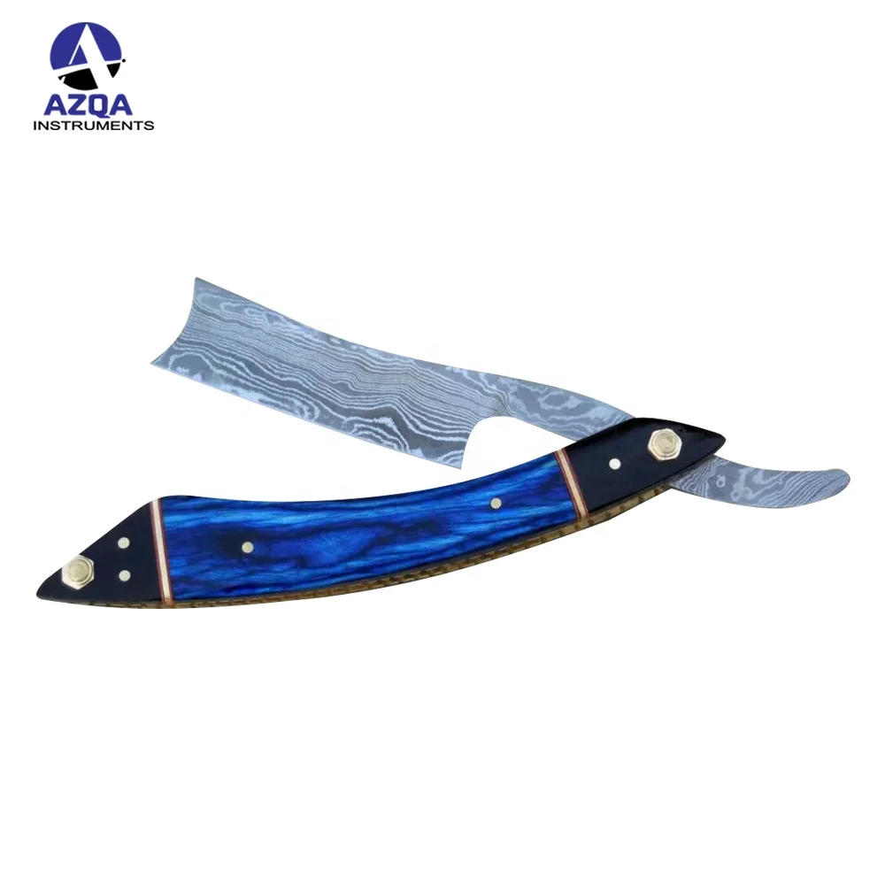 Handmade Cut Throat Shaving Razor Vintage Barber Handmade Damascus Steel Straight Razor - Vintage Wood Handle Cut Throat Shaving Razor For Barbers Lame Rasoir