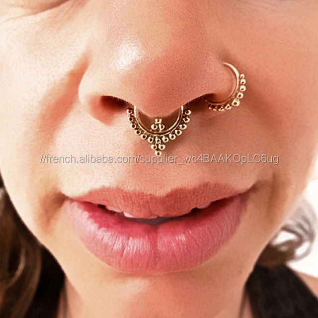 Artisan Bohème Plaqué Or De Mariage En Laiton Partie Piercing Nez Anneau -  Buy Personnalisé Anneau Dans Le Nez Product On Alibaba.com