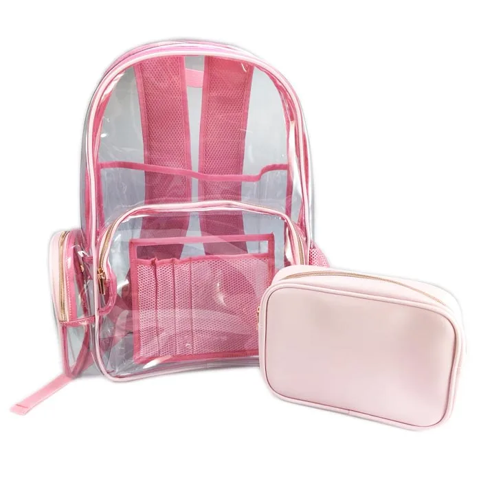 clear pink backpack