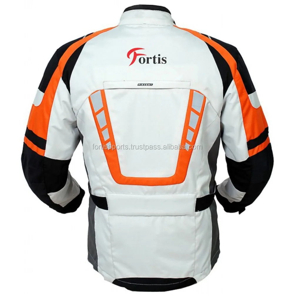 Cardura Jackets - Men's Silver/orange Textile Jacket Tear Resistance Cordura Textile