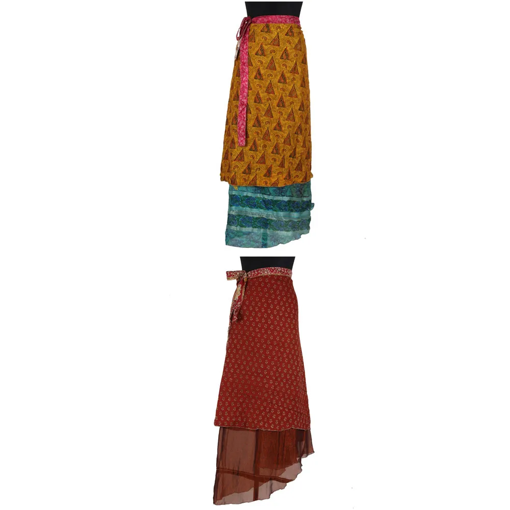Long Wrap Skirt Silk sari Wrap Skirt Women Silk Sari Dress 38 Inch Skirts