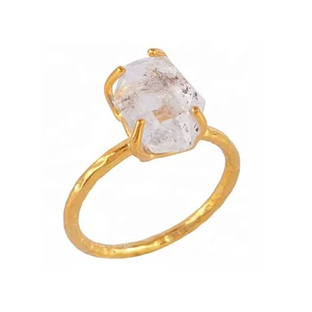 latest new fashion jewelry gold plated 925 sterling silver herkimer diamond gemstone ring