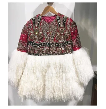 New Design Vintage Gypsy Traditional Hand Embroidery Women Waistcoat Fur jacket