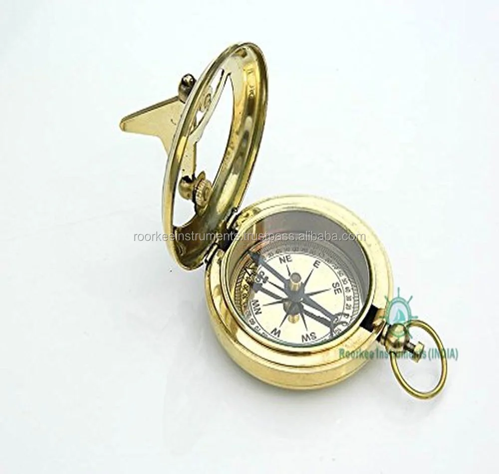 Antique Look nautical Collectibles Brass Magnetic Compass with Leather Case 