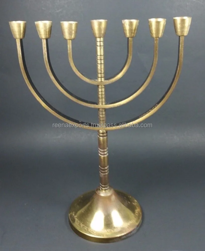 Brass copper holy land candle holder Israel Judaica 11 inches Large