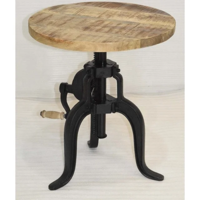 Wooden Metal Industrial Crank Round Top Coffee Table Buy Coffee Table