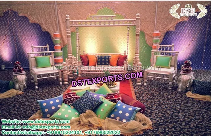 Golden Gujrati Wedding Stage Swing Indian Wedding Red Stage Swing  Latest Wooden Carved Colorful JhulaUSA