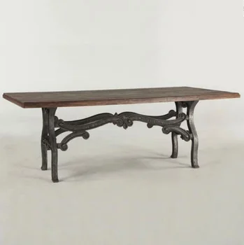 Hobbs French Industrial Dining Room Table, Cast Iron Hobbs Dinning Table Base