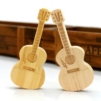 wood guitar shaped pen drive engraved logo usb sticks for gifts best buy flash drive 128gb