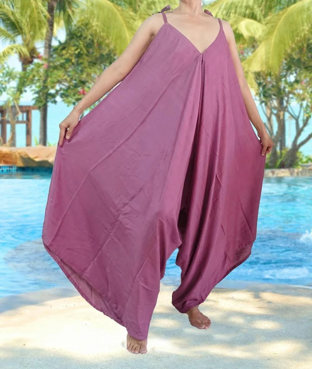 Комбинезон-шаровары Alladin в стиле хиппи в стиле бохо, комбинезон для йоги с широкими штанинами, однотонные вискозные цвета