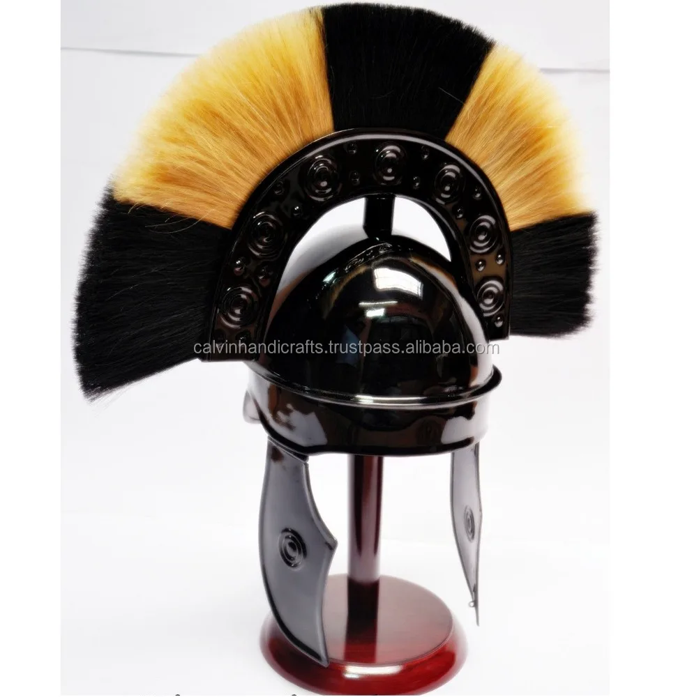 ROME HBO LEGIONAIRE BEST MEDIEVAL ARMOR SCA HELMET ARMOR W/WHITE& BLACK PLUME CHMH30022 With Stand