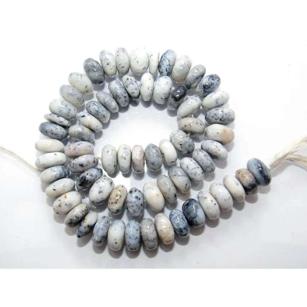 High Quality Smooth Rondelle Shape Natural Dendritic Opal Agate Gemstone Beads Excellent for Jewelry Making